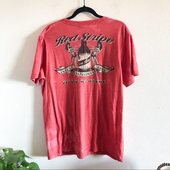 RED STRIPE bleach dyed graphic tee shirt XL - Picture 5 of 7